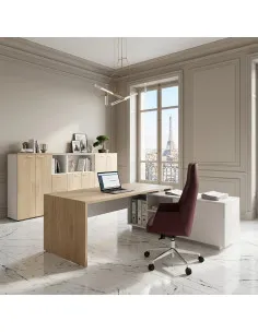 bureau-manager-T45-quadrifoglio-meuble-retour-droite-coloris-orme-blanc 2
