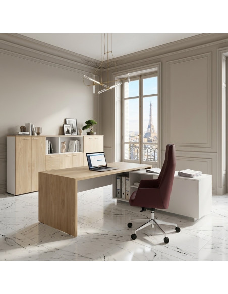 vue-arriere-bureau-manager-T45-quadrifoglio-meuble-retour-gauche-coloris-orme-blanc