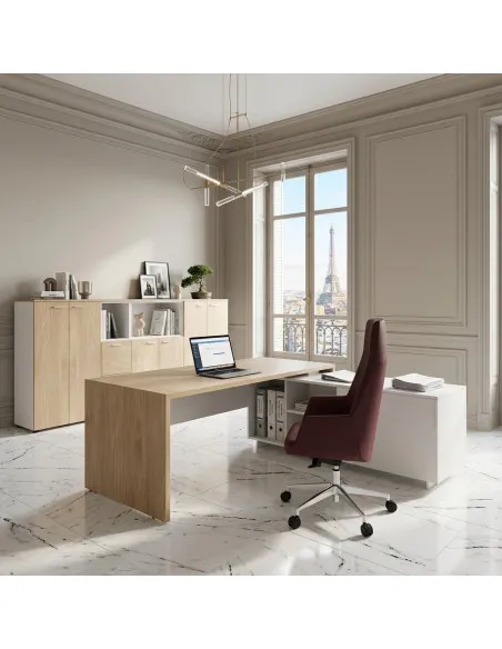 vue-arriere-bureau-manager-T45-quadrifoglio-meuble-retour-gauche-coloris-orme-blanc