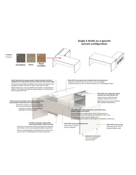 Bureau de direction d'angle T45 design Quadrifoglio | Prix usine