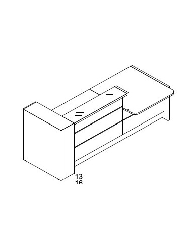 Banque d’accueil Valde droite avec meuble de rangement intégré - MDD