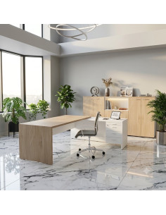 bureau manager avec retour droite T45 quadrifoglio vue face coloris orme 2