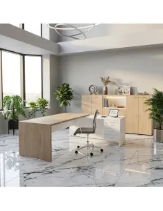 bureau manager avec retour droite T45 quadrifoglio vue face coloris orme 2