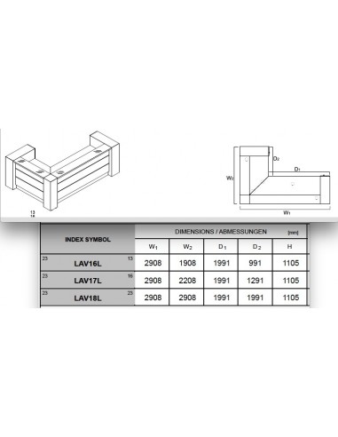 Bureau d’accueil lumineux en angle modèle Valde avec armoires de rangement intégrées - MDD