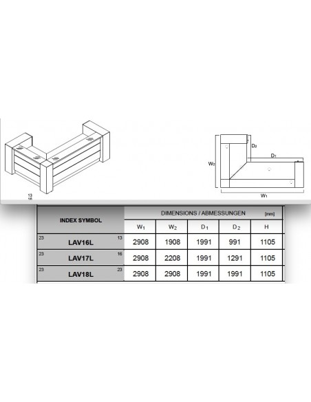 Bureau d’accueil lumineux en angle modèle Valde avec armoires de rangement intégrées - MDD