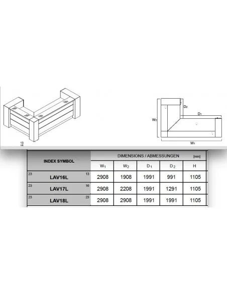 Bureau d’accueil lumineux en angle modèle Valde avec armoires de rangement intégrées - MDD