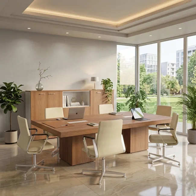 table-de-reunion-8-personnes-t45-quadrifoglio-coloris-noyer-canaletto