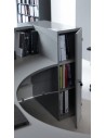 Bureau d’accueil lumineux en angle modèle Valde avec armoires de rangement intégrées - MDD