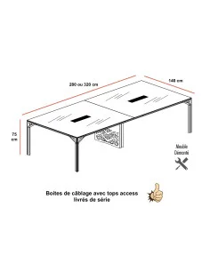 table-reunion-plateau-verre-blanc-forme recangulaire-collection-x8-quadrifoglio 2