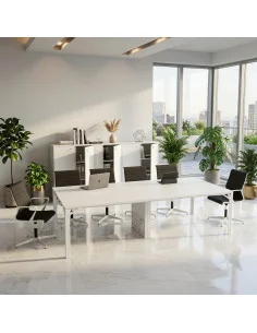 table-reunion-plateau-verre-blanc-forme recangulaire-collection-x8-quadrifoglio