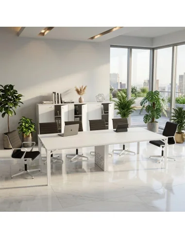 table-reunion-plateau-verre-blanc-forme recangulaire-collection-x8-quadrifoglio