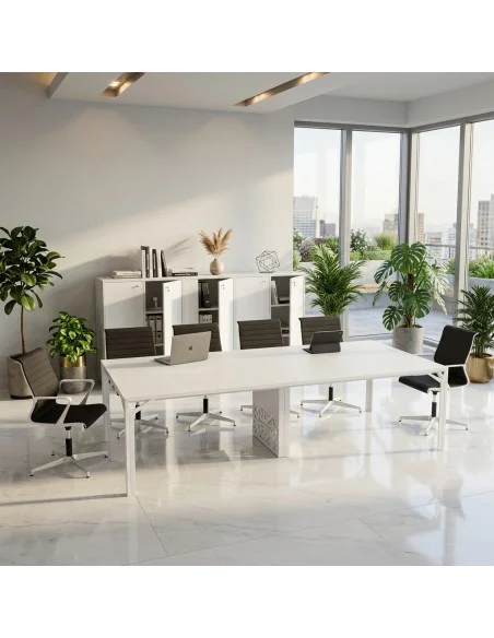 table-reunion-plateau-verre-blanc-forme recangulaire-collection-x8-quadrifoglio