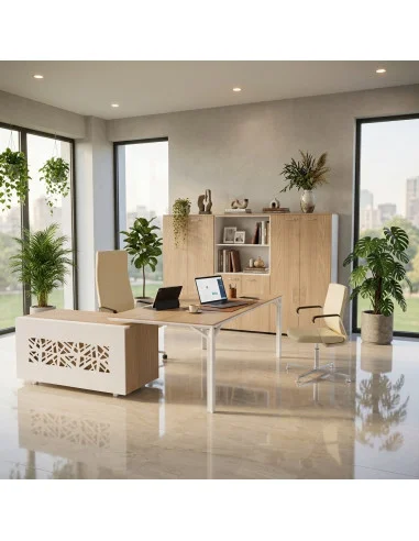 bureau-direction-angle-direction-x8-quadrifoglio-vue-avant-retour-droite-pied-blanc-bois-coloris-orme
