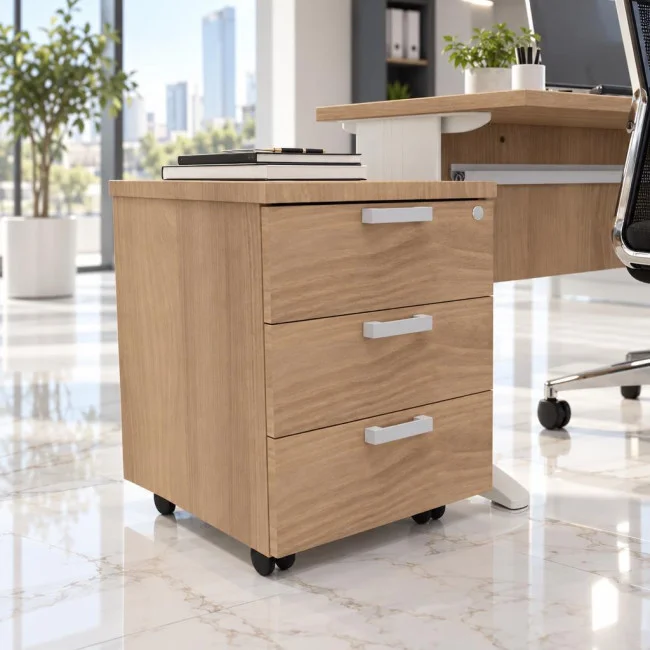 caisson mobile 3 tiroirs Mobellinea colors acacia fonce