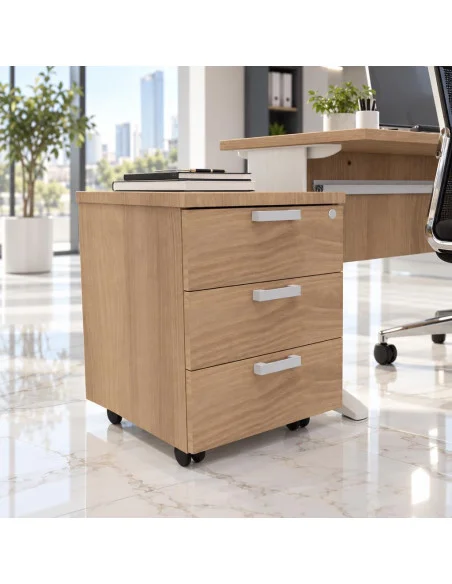 caisson mobile 3 tiroirs Mobellinea colors acacia fonce