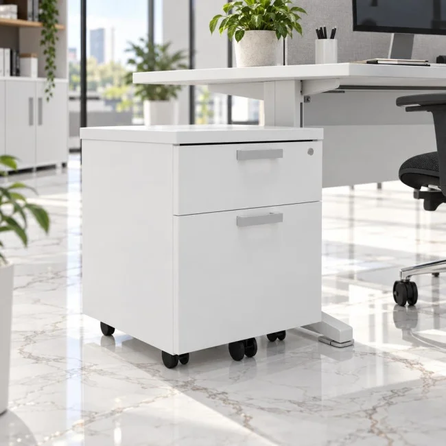 caisson mobile 2 tiroirs Mobellinea colors blanc