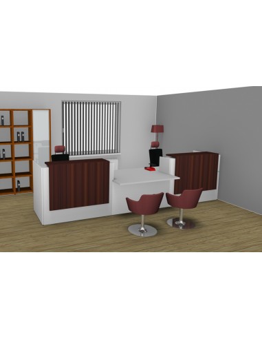 Grande banque d’accueil Z2 pour deux personnes équipée d’un accès PMR au milieu - Officity