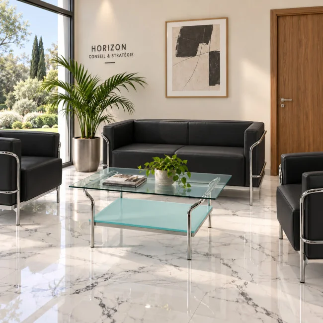 canape-attente-2-places-cuir-et-chrome-soft-coloris noir