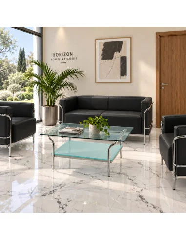 canape-attente-2-places-cuir-et-chrome-soft-coloris noir