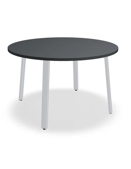 table-reunion-ronde-4-personnes-ogi-mdd coloris anthracite-pieds-blanc