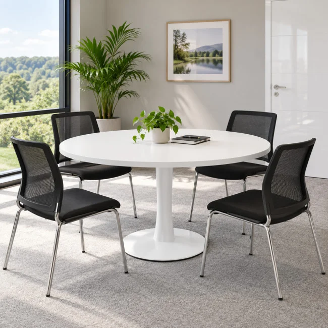 table-de-reunion-ronde-quadrifoglio-idea-plateau-blanc-pieds-blanc
