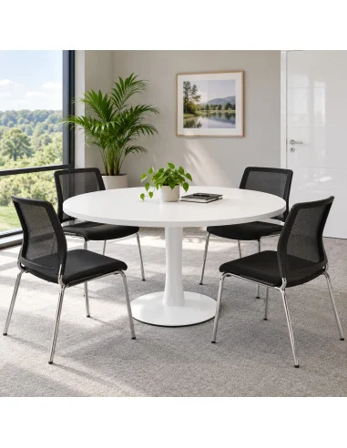 table-de-reunion-ronde-quadrifoglio-idea-plateau-blanc-pieds-blanc