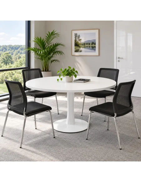 table-de-reunion-ronde-quadrifoglio-idea-plateau-blanc-pieds-blanc