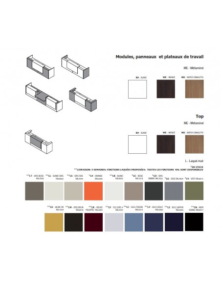 Grande banque d’accueil Z2 finition coloris bois