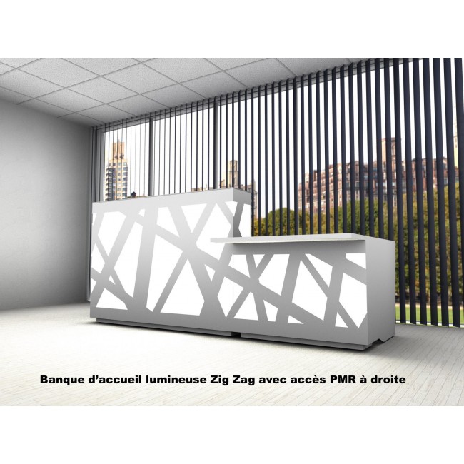 Banque d'accueil lumineuse Zig Zag avec accès PMR - MDD