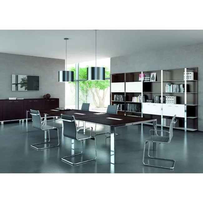 Grande table de réunion X7 avec pieds ouverts - Officity