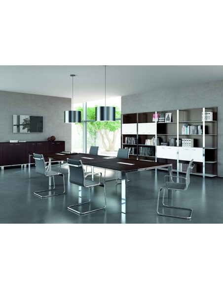 Grande table de réunion X7 avec pieds ouverts - Officity