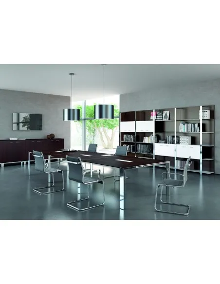 Grande table de réunion X7 avec pieds ouverts - Officity