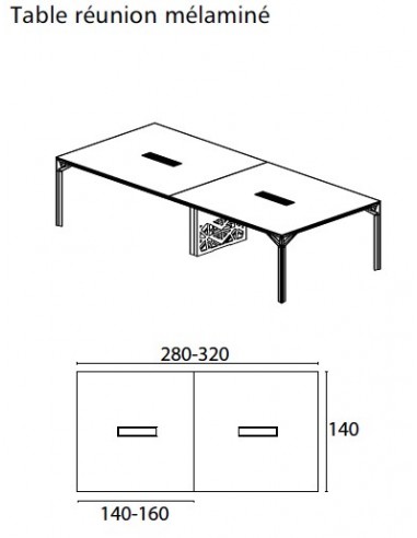 Grande table de réunion X8 avec pieds Design Officity.