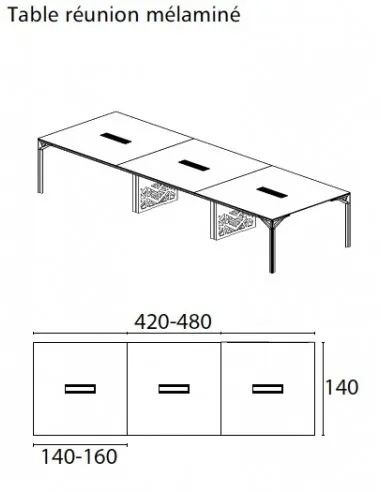 Grande table de réunion X8 avec pieds Design Officity.