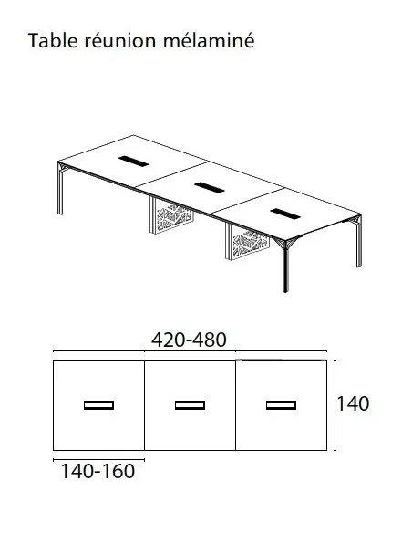 Grande table de réunion X8 avec pieds Design Officity.