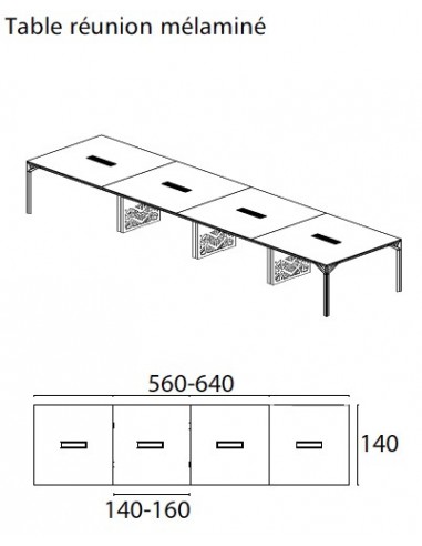 Grande table de réunion X8 avec pieds Design Officity.