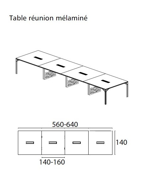 Grande table de réunion X8 avec pieds Design Officity.