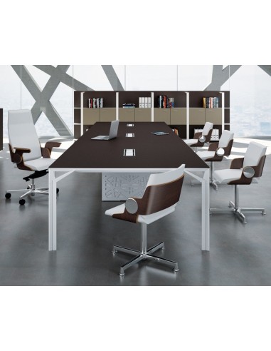 Grande table de réunion X8 avec pieds Design Officity.