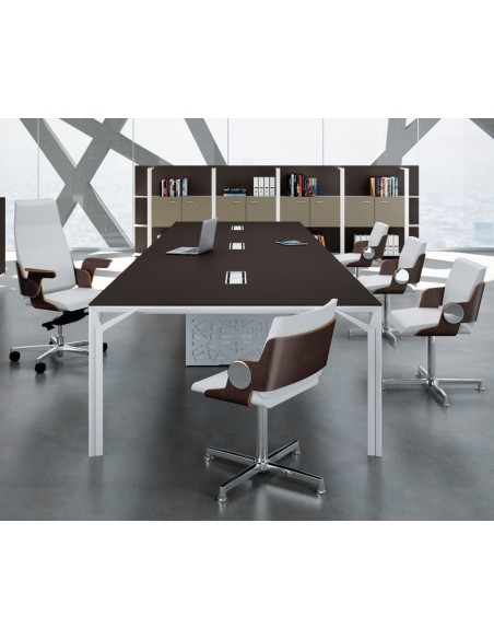 Grande table de réunion X8 avec pieds Design Officity.