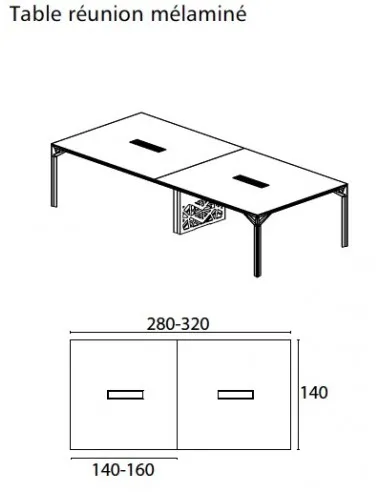 Grande table de réunion X8 avec plateau en verre Officity.