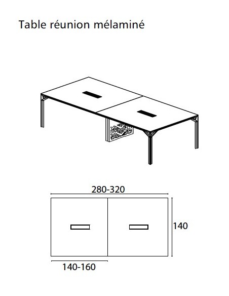 Grande table de réunion X8 avec plateau en verre Officity.