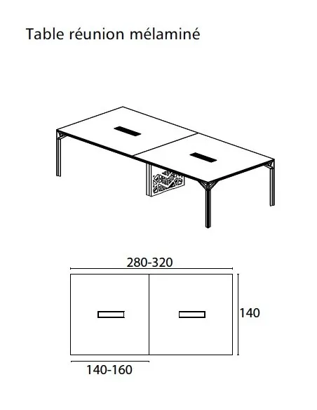 Grande table de réunion X8 avec plateau en verre Officity.