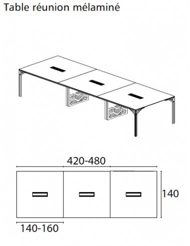 Grande table de réunion X8 avec plateau en verre Officity.