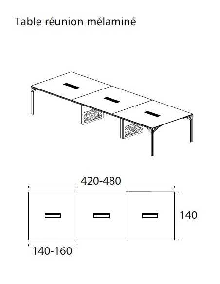 Grande table de réunion X8 avec plateau en verre Officity.