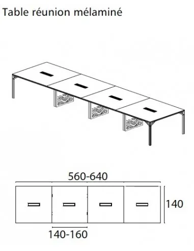 Grande table de réunion X8 avec plateau en verre Officity.
