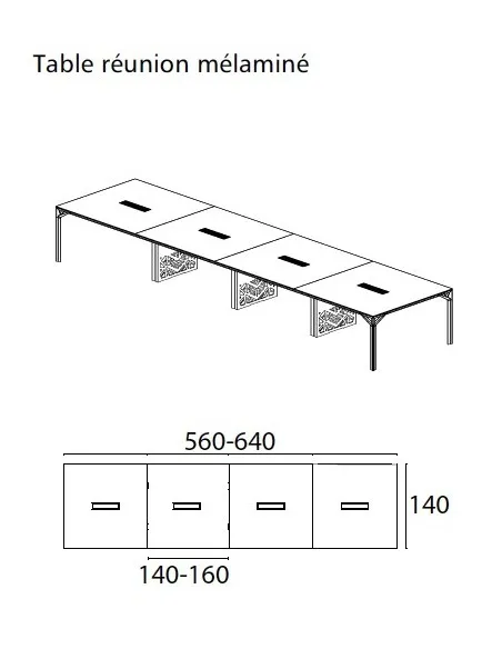 Grande table de réunion X8 avec plateau en verre Officity.