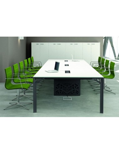 Grande table de réunion X8 avec plateau en verre Officity.