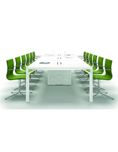 Grande table de réunion X8 avec plateau en verre Officity.