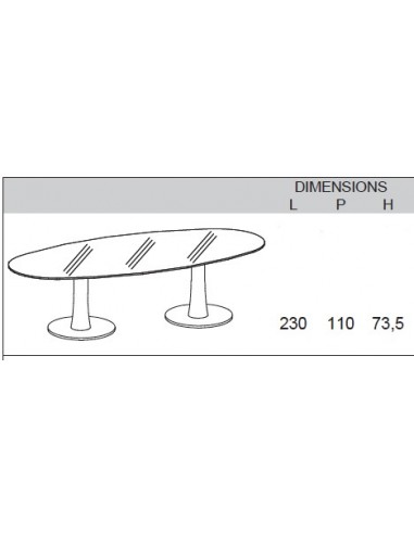 Table de réunion ovale Meeting avec plateau en verre – Quadrifoglio.