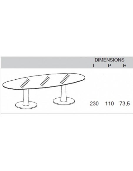 Table de réunion ovale Meeting avec plateau en verre – Quadrifoglio.